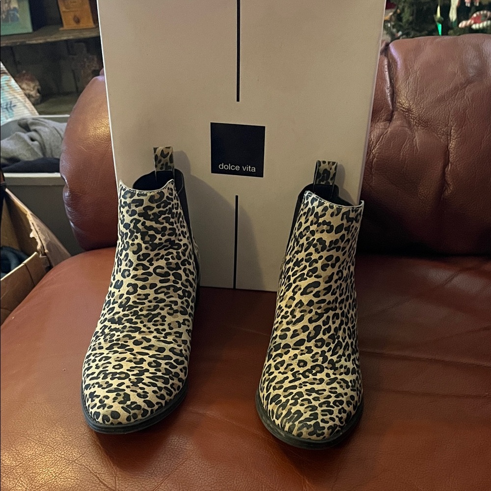 Dolce Vita Leopard Print Ankle Boots